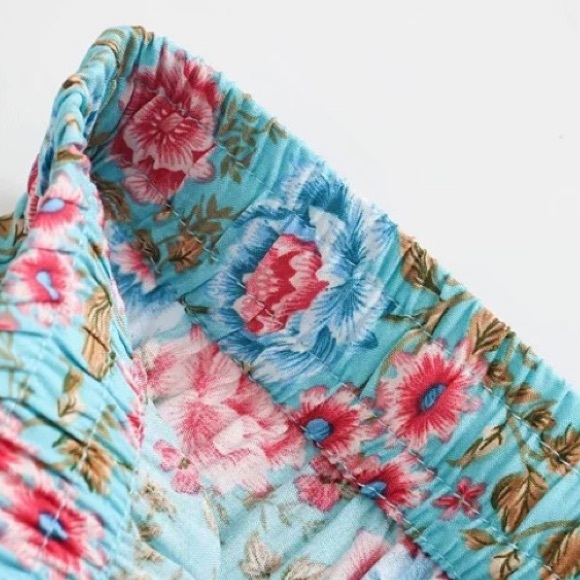 Blue Floral Bohemian Gypsy Long Skirt - Picture 9 of 10